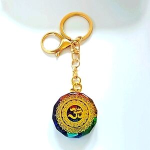 OM 🕉 Organite Chakra Energy Keychain Bag 👜🎒 Charm ~ Protect Purify Reiki